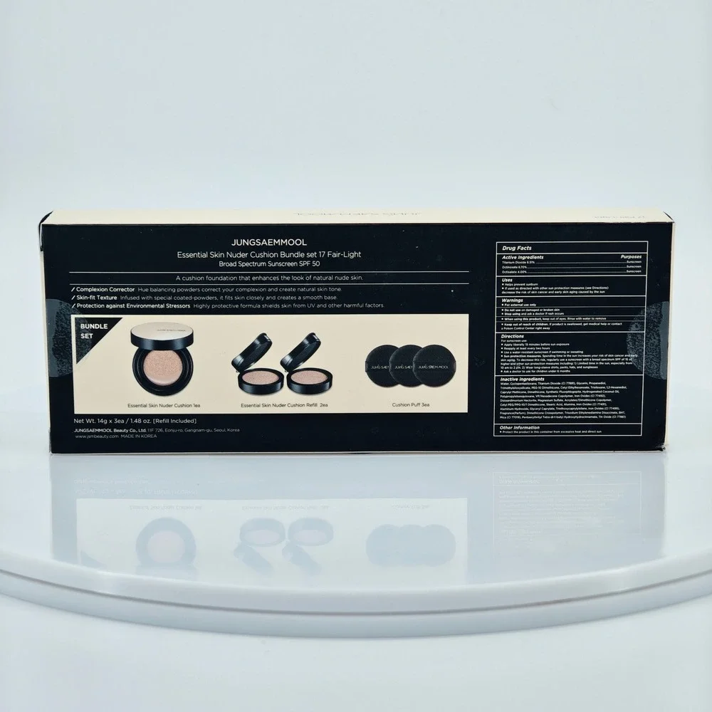 Jung Saem Mool Essential Skin Nuder Cushion 19 Light SPF50 Compact +‎ 2 Refills